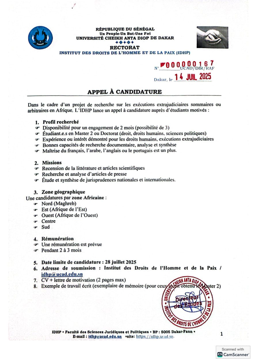 Appel à candidature